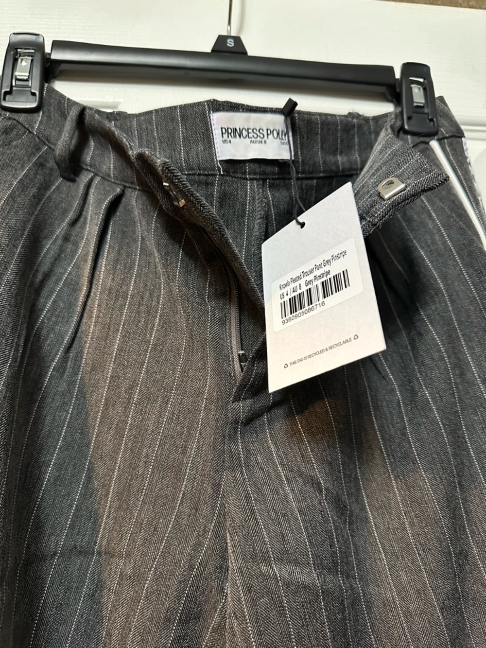 Princess Polly Charcoal Gray Pinstripe Trousers